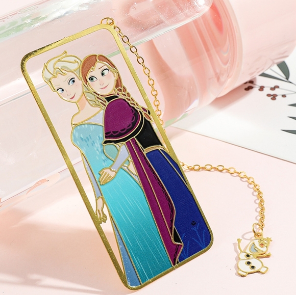 🆕 Frozen Elsa Anna Metal Bookmark Book Chain Gold - Picture 2 of 4